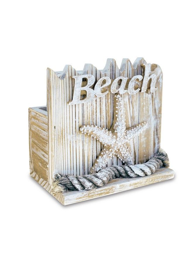 Puzzled Cota Global Baja Beach Starfish Nautical Wooden Coaster Set Rustic Square Coaster Set With Holder Cute Beach Theme Drink Coasters Set For Spill And Scratch Free Tabletop 6 Coasters And Holder Set - Image 5