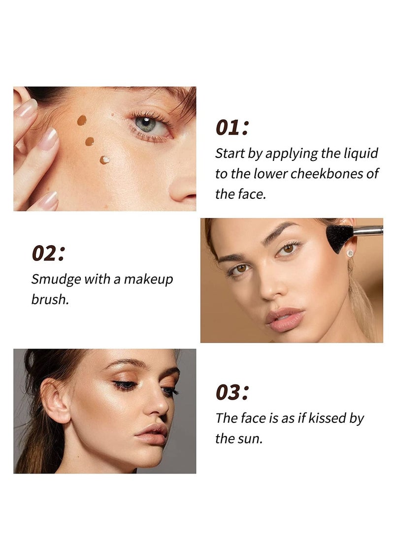 JULIA POP Luminous Bronzer Cream Highlighter Stick Shimmer Face Contour Illuminator Makeup Pearlescent Sponge Brush Head Stick Waterproof Long-lasting & Non-greasy Light Face Body Illuminator for Women  - Image 3
