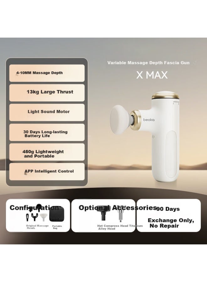 Beoka Adjustable Deep Tissue Massage Gun, Muscle Massager Device, Portable Mini Version Professional Grade Gift For Boyfriend Girlfriend New Year Present X Max Twilight Mist - Hot Compress Head - Image 1