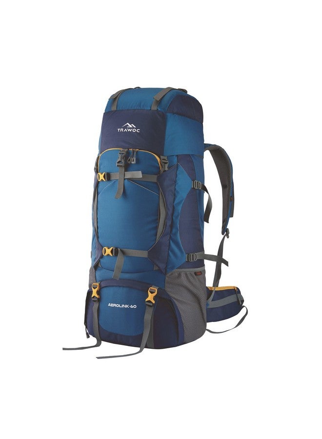 Trawoc حقيبة ظهر ترافوك أيرولينك سعة 60 لتر للسفر والمشي لمسافات طويلة والتخييم للرجال والنساء، ضمان 3 سنوات، زرقاء، HK006 - Image 1