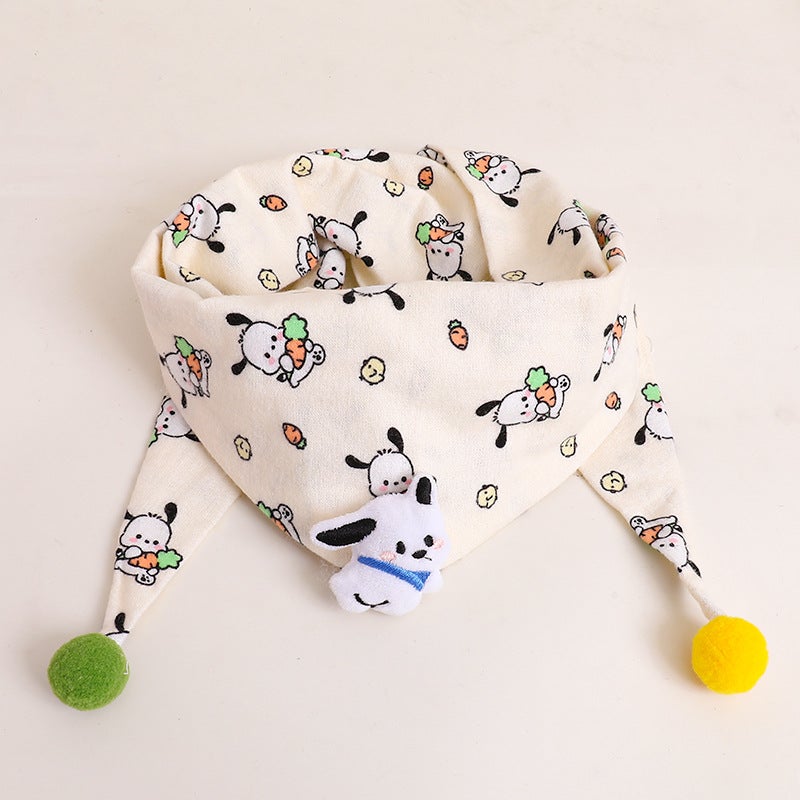 Kids Cartoon Warm Triangle Scarf 3#Yellow pacha dog 