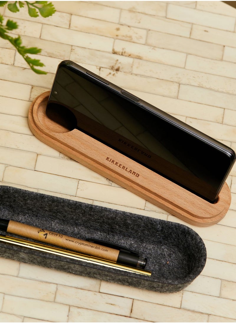 KIKKERLAND - Felt Pencil Case And Phone Stand - Image 1
