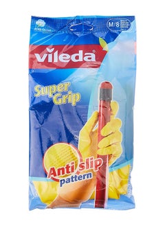 Vileda Reusable Gloves Super Flexible Waterproof Rubber Tear Resistant Excellent Grip Medium Yellow  - Image 2