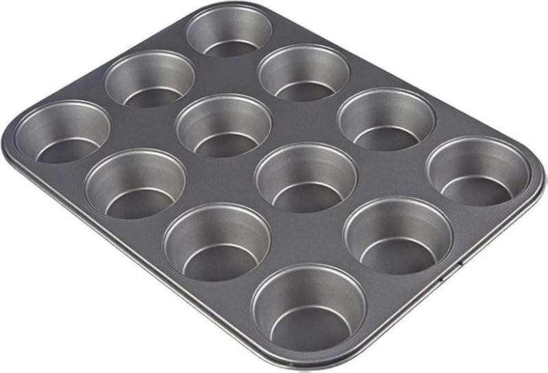 MINGYY Stainless Steel Non Stick Muffin Cupcake Baking Pan Tray For Kitchen - Silver