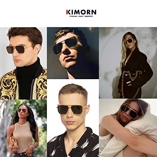 kimorn Polarized Sunglasses Womens Men Retro Oversized Square Vintage Shades Classic Large Metal Sun Glasses K1221 - Image 2