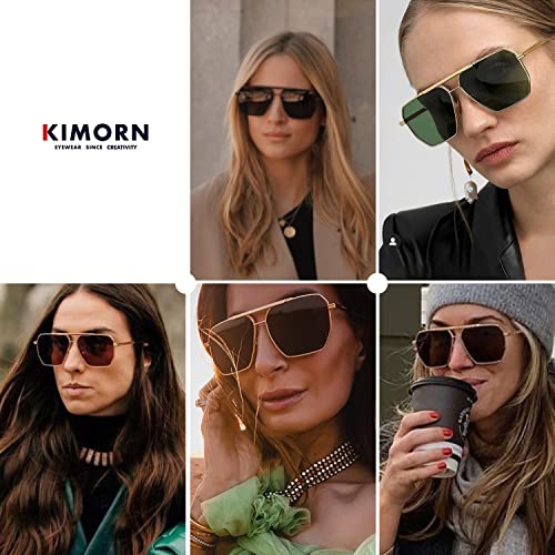 kimorn Polarized Sunglasses Womens Men Retro Oversized Square Vintage Shades Classic Large Metal Sun Glasses K1221 - Image 3