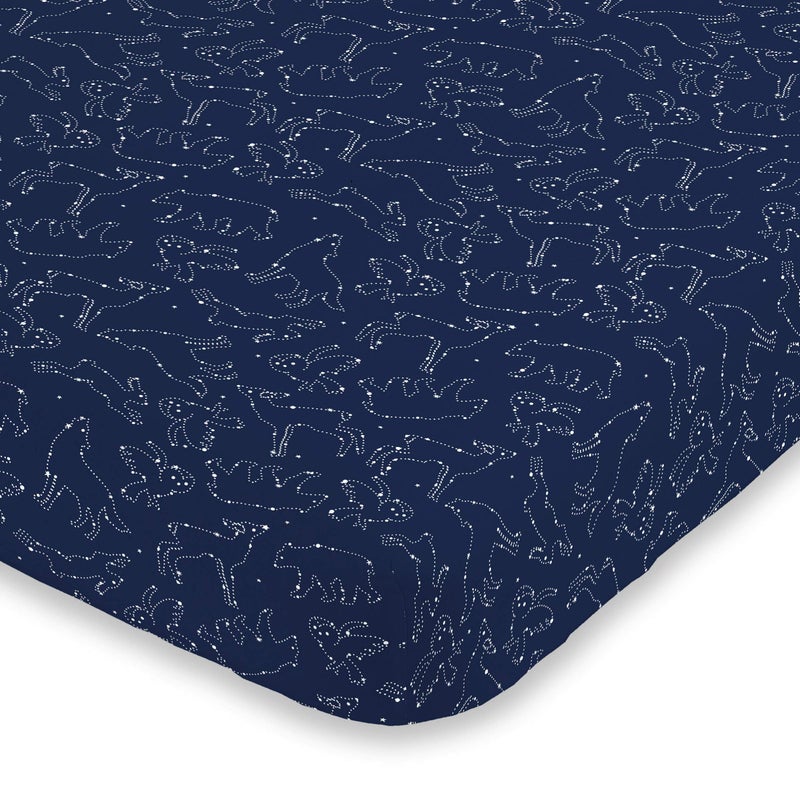 NoJo Super Soft Navy & White Cosmic Constellations Nursery Mini Crib Fitted Sheet, Navy, White - Image 5