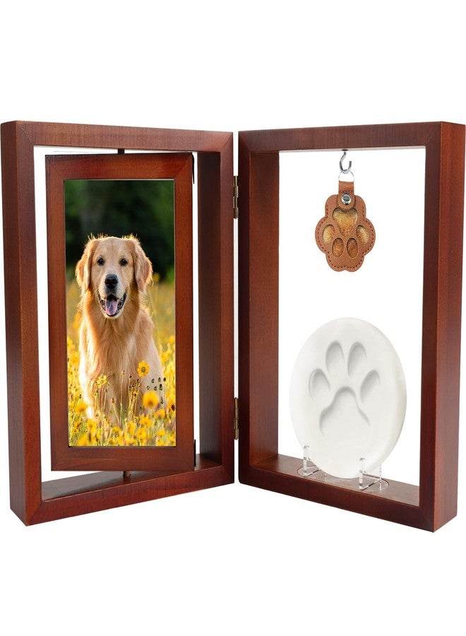 Vivifying Dog Memorial Picture Frame with Clay Kit, Keepsake to Celebrate or Remember Your Dog or Cat, Sympathy Gift for Loss of Pet, 6x4In Foldable Wooden Picture Frame - Image 1