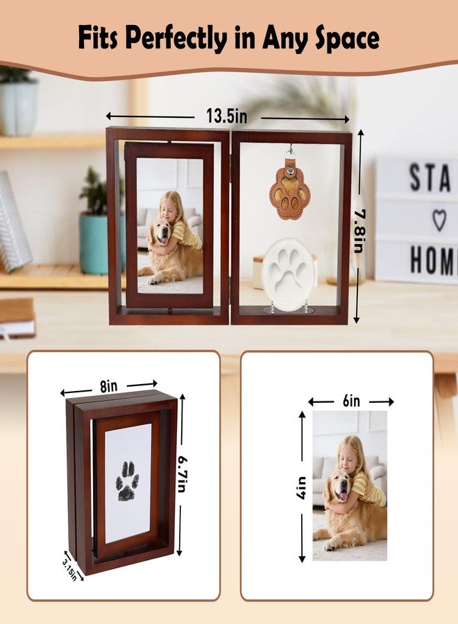 Vivifying Dog Memorial Picture Frame with Clay Kit, Keepsake to Celebrate or Remember Your Dog or Cat, Sympathy Gift for Loss of Pet, 6x4In Foldable Wooden Picture Frame - Image 2