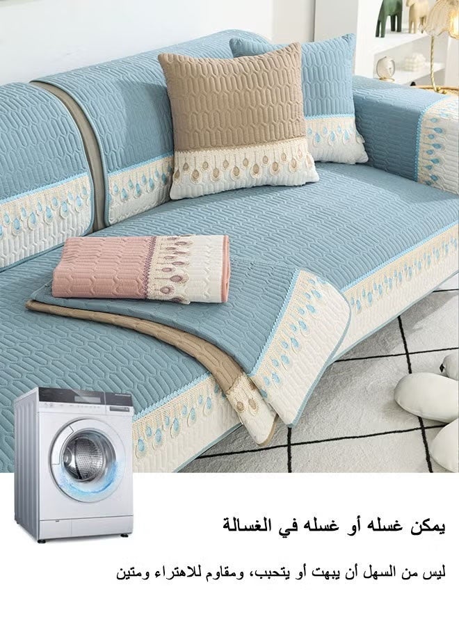 MLADEN غطاء أريكة قطيفة، غطاء أريكة سميك من القطن، غطاء أريكة مقسم على شكل حرف L مقاوم للانزلاق ومقاوم للبقع للكلاب والقطط والحيوانات الأليفة والأطفال - Image 4
