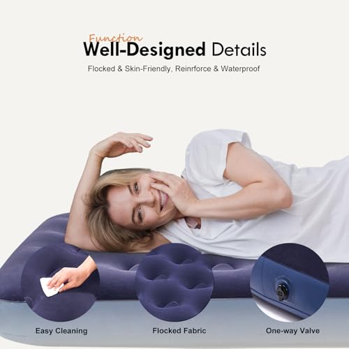 RAPTAVIS Single Size Air Mattress Inflatable Bed, Blow Up Mattress Camping Sleeping Pad - Image 4