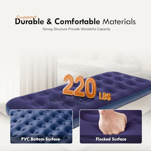 RAPTAVIS Single Size Air Mattress Inflatable Bed, Blow Up Mattress Camping Sleeping Pad - Image 3