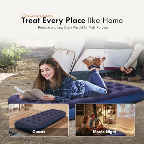 RAPTAVIS Single Size Air Mattress Inflatable Bed, Blow Up Mattress Camping Sleeping Pad - Image 5