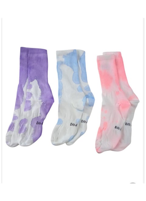 Tie-dye socks, 3 pieces, different colors