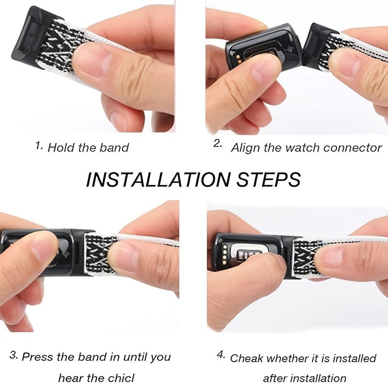 3 Pcs Nylon Elastic Watch Bands Combo Pack 1 Compatible With Fitbit Charge 6 Charge 5 Adjustable Stretchy Breathable Sport Loop Replacement Strap Women Men - Image 4