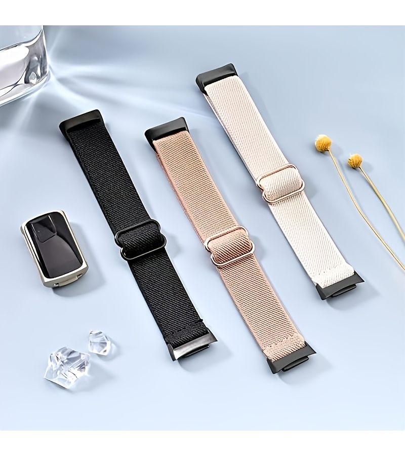 3 Pcs Nylon Elastic Watch Bands Combo Pack 1 Compatible With Fitbit Charge 6 Charge 5 Adjustable Stretchy Breathable Sport Loop Replacement Strap Women Men - Image 5