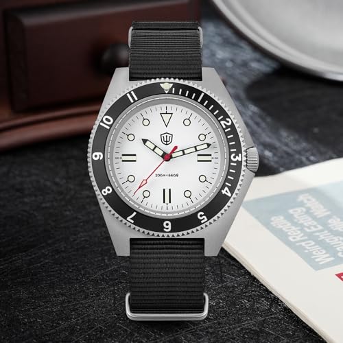 watchdives VH31 Quartz Watch, WD1972 Military Diver Watches Sapphire Crystal Luxury Wristwatch 200m Waterproof Watch for Men (White Black) - Image 4