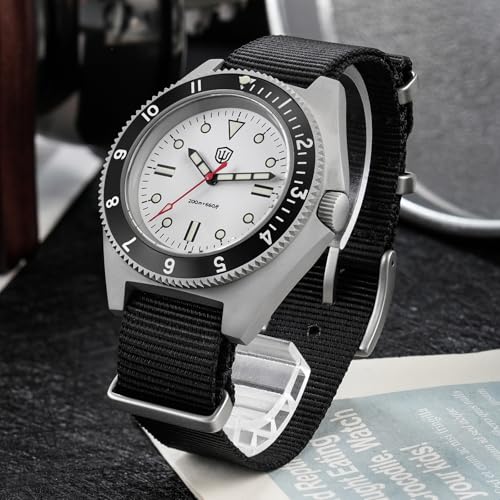 watchdives VH31 Quartz Watch, WD1972 Military Diver Watches Sapphire Crystal Luxury Wristwatch 200m Waterproof Watch for Men (White Black) - Image 3