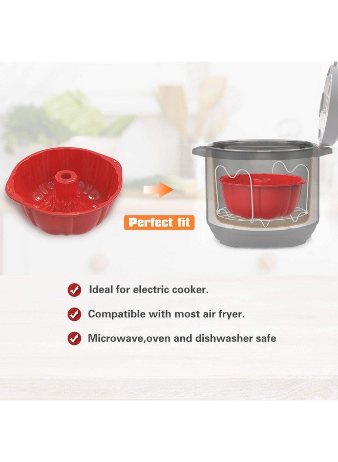 SILIVO 8 inch Silicone Bundt Cake Pans (2 Pack) - 6 Cup Nonstick Silicone Bundt Pans for Jello, Monkey Bread and Bundt Cake - Image 2