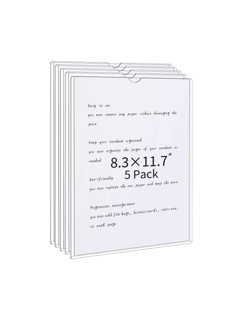 DLUGOPIS DLUGOPIS 5 pieces Rigid Print Protectors 83  117 inches Clear Paper Document Holder Wall Mount Advertise Frame Plastic Picture Frames Not Suitable for Letter Size Only Suitable for A4 