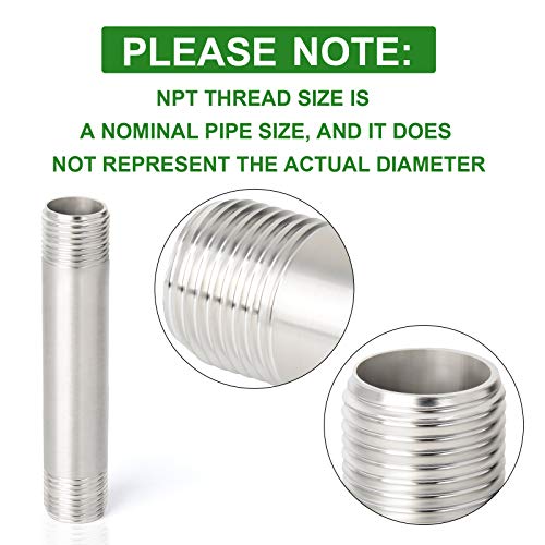 TAISHER 2PCS Stainless Steel Pipe Fittings, 1" NPT x 1" NPT Male Threaded, 6" Length Nipple Cast Pipe - Image 3