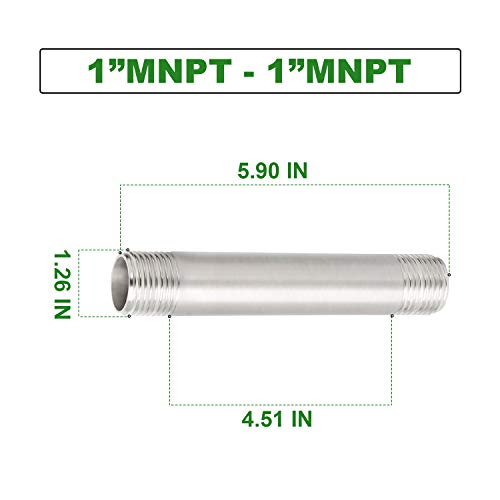 TAISHER 2PCS Stainless Steel Pipe Fittings, 1" NPT x 1" NPT Male Threaded, 6" Length Nipple Cast Pipe - Image 4