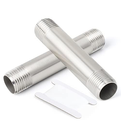 TAISHER 2PCS Stainless Steel Pipe Fittings, 1" NPT x 1" NPT Male Threaded, 6" Length Nipple Cast Pipe - Image 1