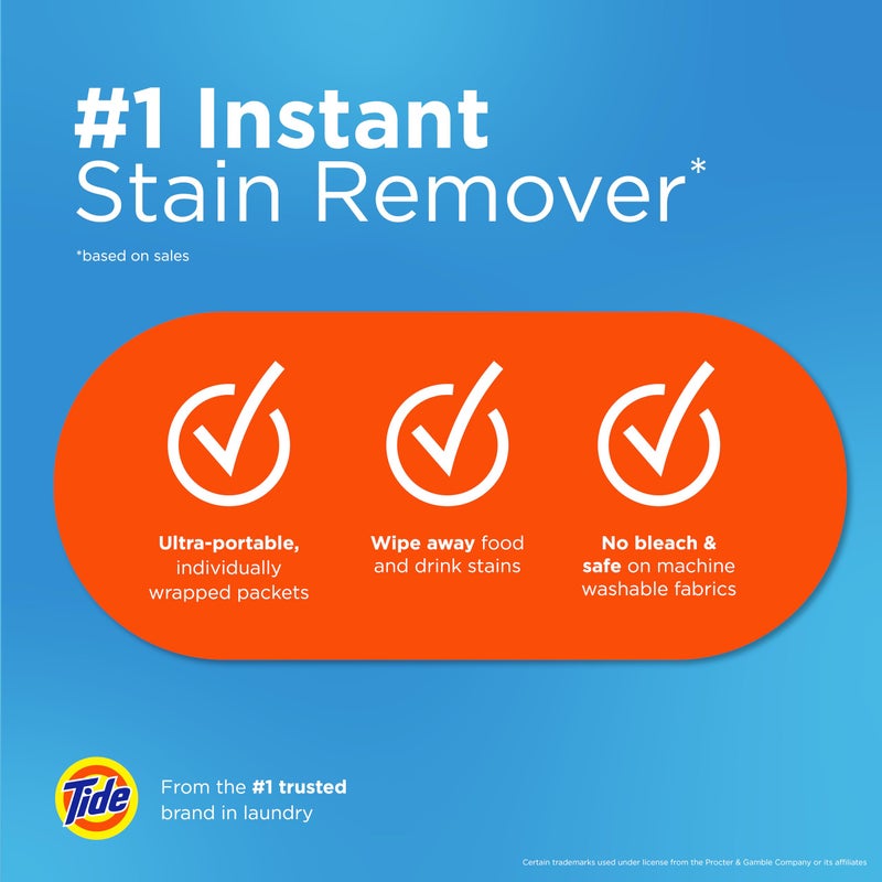 Tide Stain Remover for Clothes, Tide To Go Wipes, Instant Stain Remover for Clothes, Travel & Pocket Size, 20 Count - Image 5