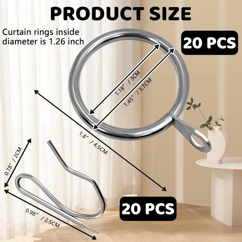 KAHIT Curtain Rings (20, Silver) - Image 3