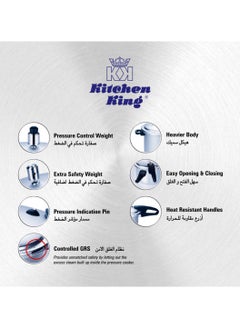 Kitchen King طنجرة ضغط 2 في 1 من Kitchen King، تصميم متين، تعزز الطهي الصحي، مقابض مقاومة للحرارة، مؤشر ضغط وتحكم، هيكل ثقيل، سهل الفتح والإغلاق، سعة 11 لترًا  - Image 3