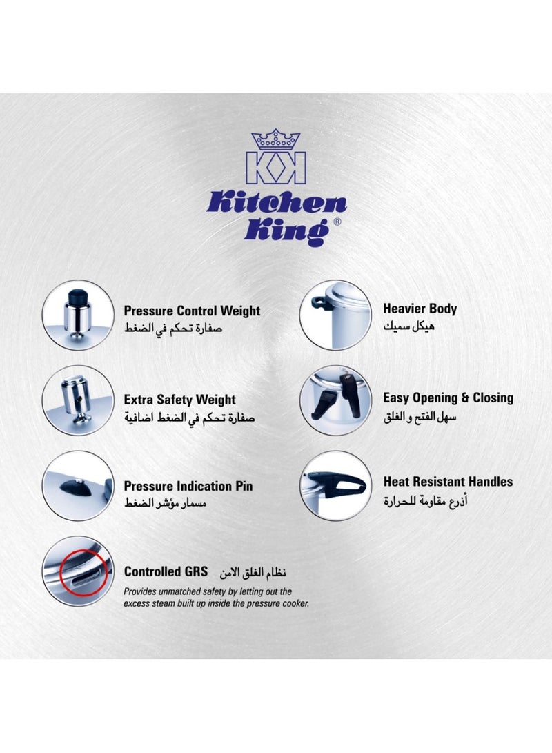 Kitchen King 11Liters Kitchen King 2-in-1 Wok Pressure Cooker, Durable Build, Promotes Healthy Cooking, Heat Resistant Handles, CGRS, Pressure Indication & Control, Heavy Body, Easy Open & Close, 11 Liters Silver - Image 3