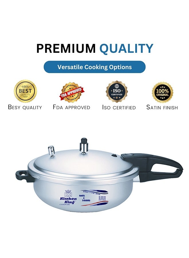 Kitchen King 11Liters Kitchen King 2-in-1 Wok Pressure Cooker, Durable Build, Promotes Healthy Cooking, Heat Resistant Handles, CGRS, Pressure Indication & Control, Heavy Body, Easy Open & Close, 11 Liters Silver - Image 4