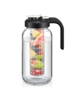 Aozita Mason Jar Fruit Infuser Water Pitcher, Glass Pitcher with Filter Lid, Wide Mouth Jar Leak-proof Water Pitcher, Heavy Duty Glass Jar - 2 Quart  - Image 1