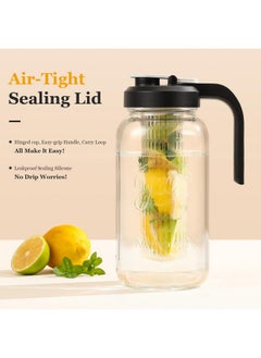 Aozita Mason Jar Fruit Infuser Water Pitcher, Glass Pitcher with Filter Lid, Wide Mouth Jar Leak-proof Water Pitcher, Heavy Duty Glass Jar - 2 Quart  - Image 3