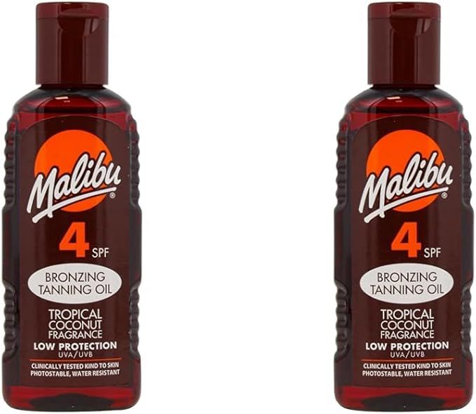 Malibu Sun SPF 4 Bronzing Tanning Oil Spray with Low Protection Water Resistant Tropical Scent 100ml - Image 1