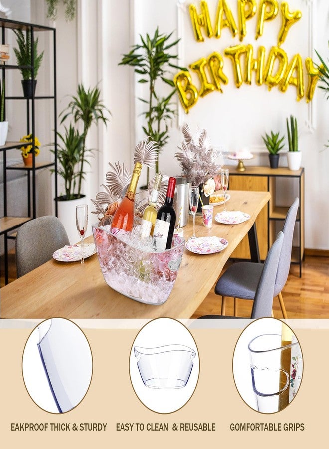 tchrules Ice Buckets for Parties, 6.5L Beverage Tub 2pcs Christmas Mimosa Bar Clear Acrylic Champagne Bucket with Scoops, Drink Bucket Tub for Cocktail Bar, Upgraded 6.5 Liter Wine Beer Cooler Bucket Kit - Image 5