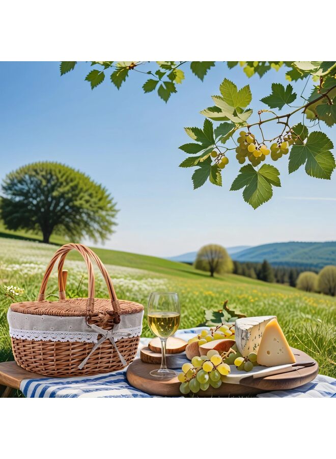 Wicker Picnic Basket with Removable Liner Empty Picnic Baskets with Lid, Picnic Hamper with Foldable Handles for Picnic,Flowers 15Inch - Image 5