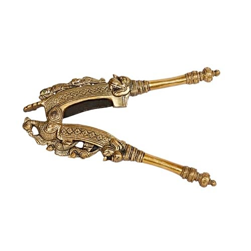 Kartique Brass Supari Cutter Nut Cracker Sarota in Peacock Shaope Size 8 Inch - Image 1