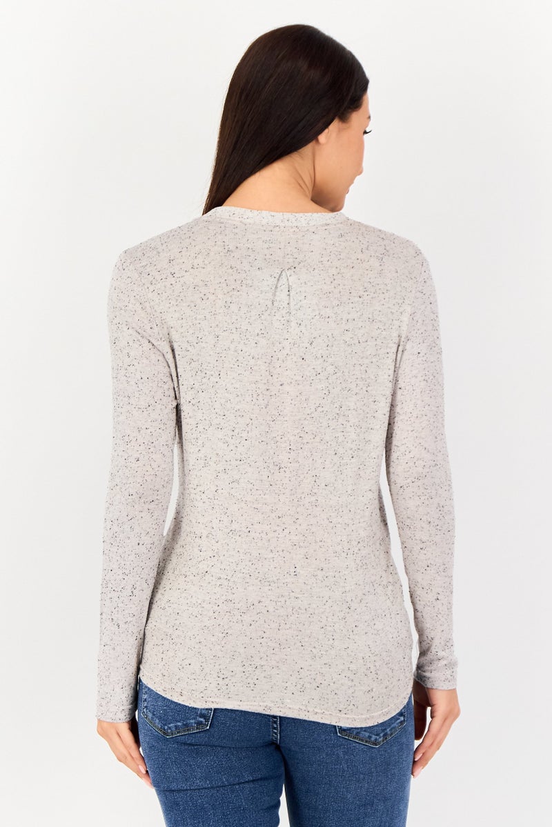 VERO MODA بلوزة نسائية ذات ياقة متقاطعة من فيرو مودا، بأكمام طويلة وم texture، متعددة الألوان - Image 3