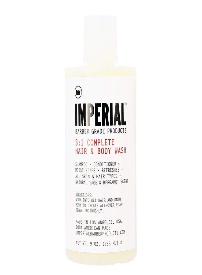 Imperial Barber Grade Products 3:1 Complete Hair and Body Wash, Natural Shampoo, Hair Conditioner and Body Wash - Image 1