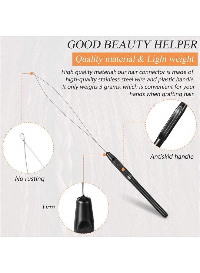 Waydress 30 Pieces Hair Extension Loop Needle Threader Wire Pulling Hook Tool and Bead Device Tool Plastic Hair Extension Loop Needle for Hair or Feather Extensions Supplies, DIY Hook Tool Loop Tools, Black - Image 3