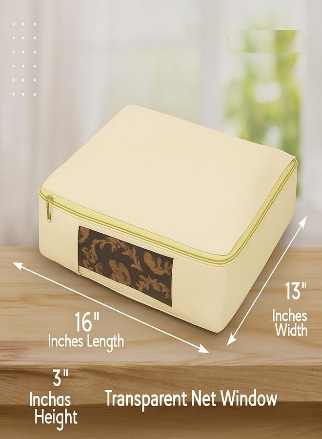 Kottify Cotton Canvas Clothes Storage Bags Pack of 6 | Saree Covers with Zip | Saree & Dress Storage Bags with Zipper | Wardrobe Organizer for Women’s Clothes, Lehengas, Suits (16 x 13 x 3 Inch) - Image 2