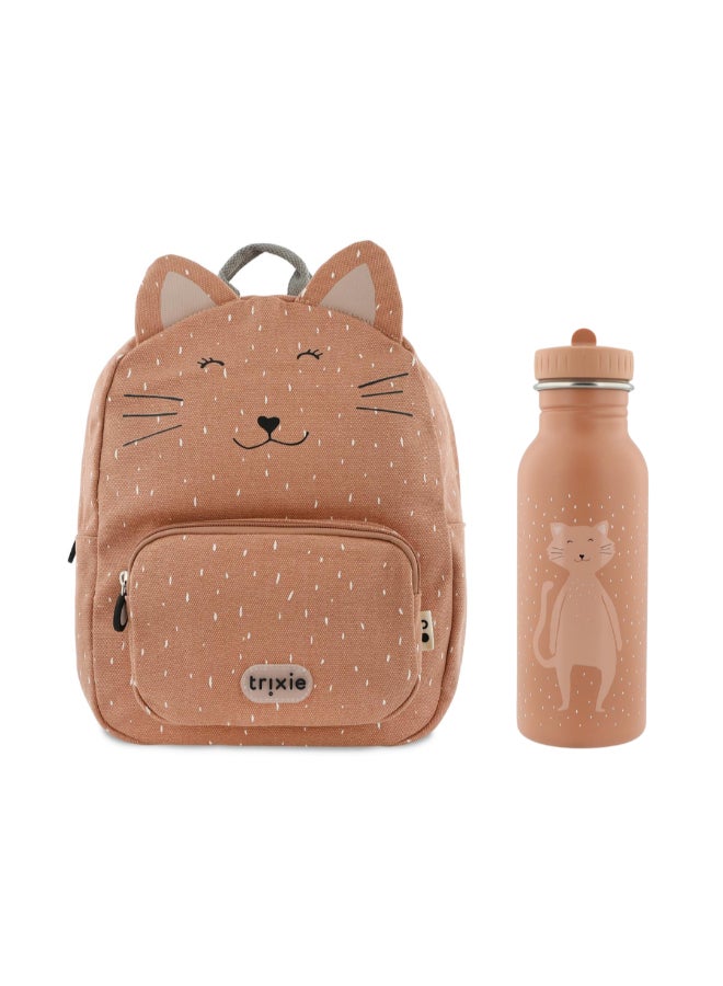 Trixie School Essential Set - Backpack Regular + SS Bottle 500ml - Mrs. Cat - Image 1