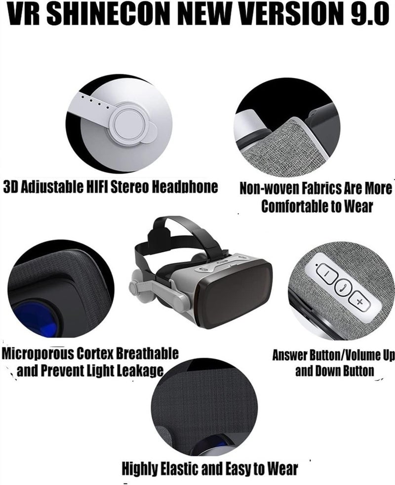 KASTWAVE VR Headset With Remote Controller, 3D Virtual Reality Glasses Set, Adjustable Goggles Support 4.7-6.0 Inches Smartphones - Image 5
