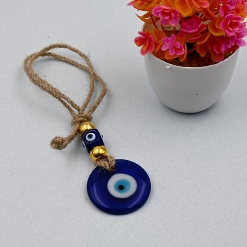 VKORA Handmade Blue Glass Evil Eye Hanging for Good Luck Zodiac Success Health Wealth Prosperity | Decoration for Home Office Garden and Car Hanging |Nazar Battu. (2GB4) - Image 2