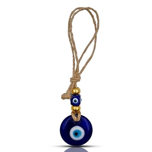 VKORA Handmade Blue Glass Evil Eye Hanging for Good Luck Zodiac Success Health Wealth Prosperity | Decoration for Home Office Garden and Car Hanging |Nazar Battu. (2GB4) - Image 1