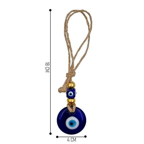 VKORA Handmade Blue Glass Evil Eye Hanging for Good Luck Zodiac Success Health Wealth Prosperity | Decoration for Home Office Garden and Car Hanging |Nazar Battu. (2GB4) - Image 3