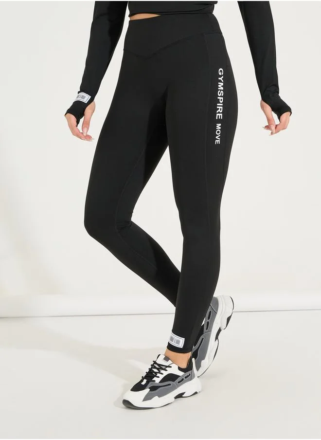 Styli Gymspire Edition- Side Text V-Stitch Full Length Leggings