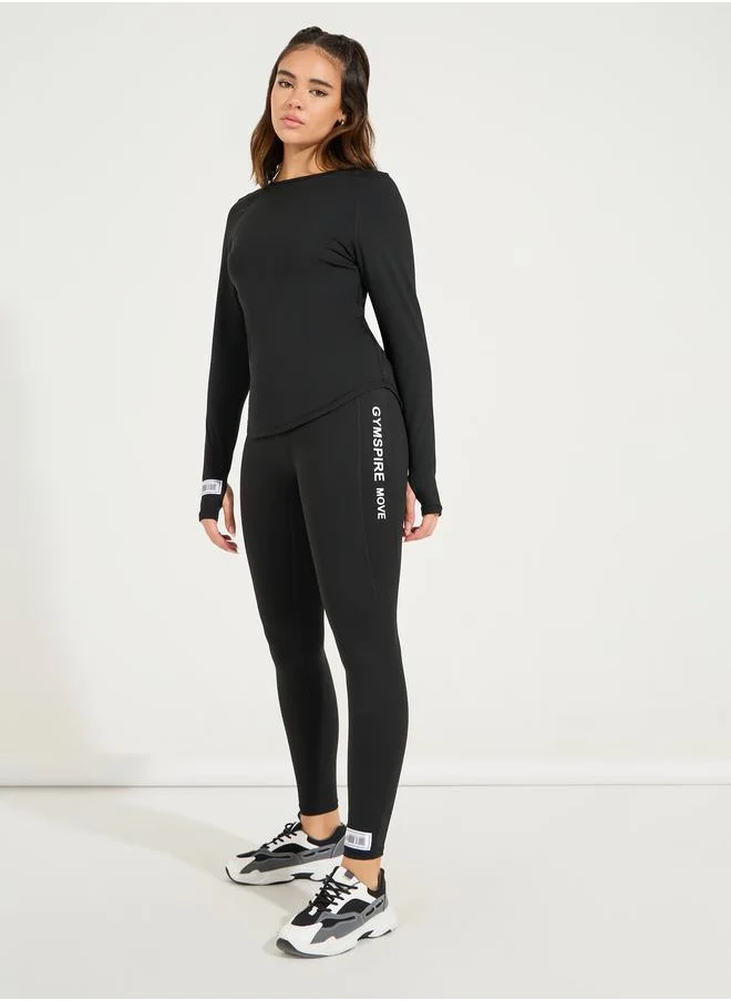 Styli Gymspire Edition- Side Text V-Stitch Full Length Leggings
