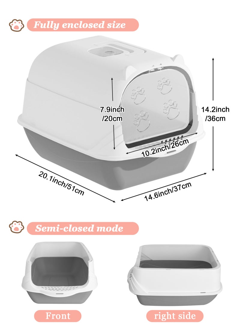 URbazaar - Enclosed Cat Litter Boxes Plastic Cat Litter Box with Lid and Door Closed Anti-Splshing Standard Kitten Toilet with Sifting Pedal and Litter Scoop for Kitty - Image 1